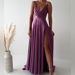 VELIA SATIN MAXI GOWN | VIOLET